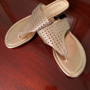 Talbots Gigi Metallic Gold Woven Sandals